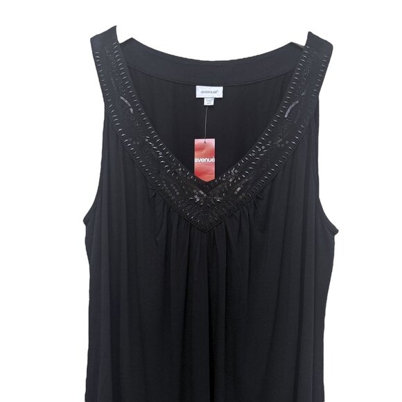 AVENUE Black Sleeveless Top Plus Size 18 / 20 Sequin Stretch Womens V-Neck NEW - Picture 3 of 7